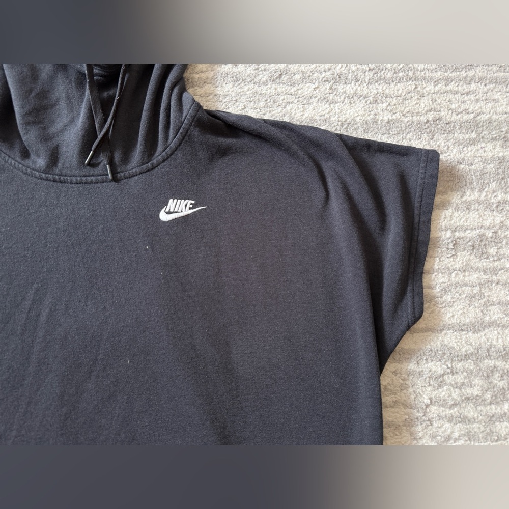 Nike SS Black Pullover Fleece Funnel Hoodie - Picture 2 of 7